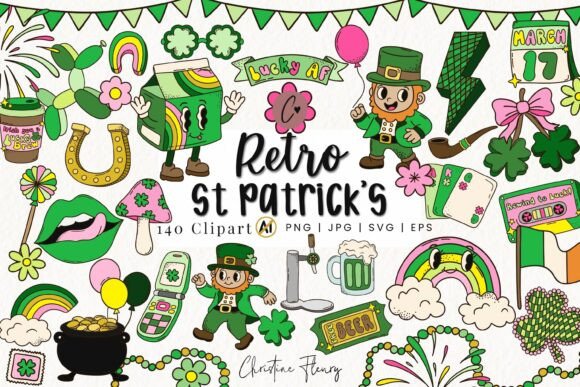140 Retro St Patricks Clipart Bundle Review