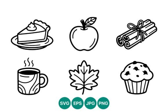 Apple Cinnamon Muffin Pie Tea Line Art Review