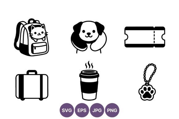 Black and White Pet Travel Icon Set Review