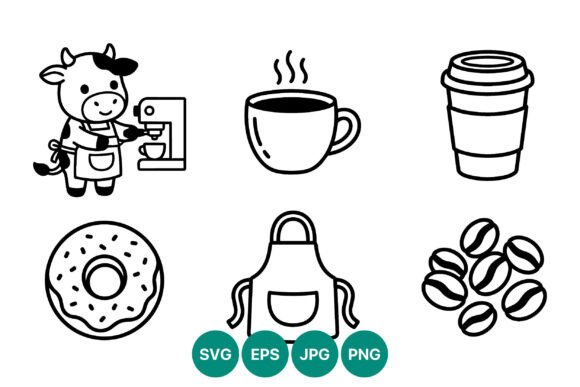 Cow Barista Making Coffee Vector Art