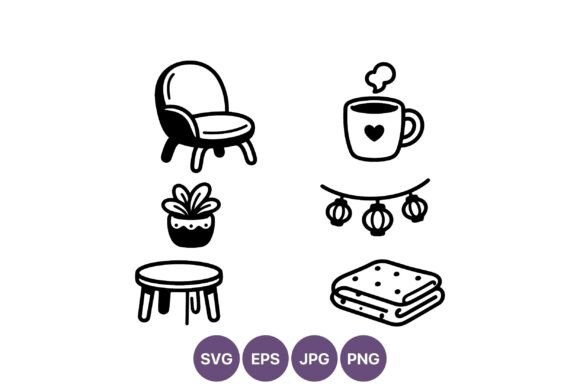 Cozy Chair Coffee Plant Line Art Icons Review