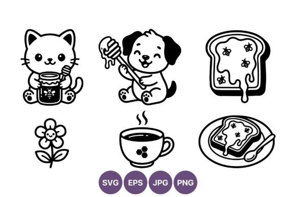 Cute Cat Dog Honey Toast Vector Icons Review