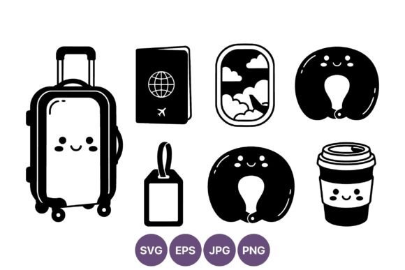 Cute Travel Icons Black and White Review