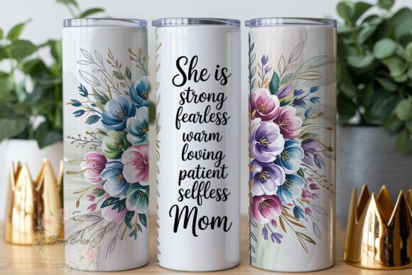Elegant Watercolor Floral Mom Tumbler Wrap Design Review