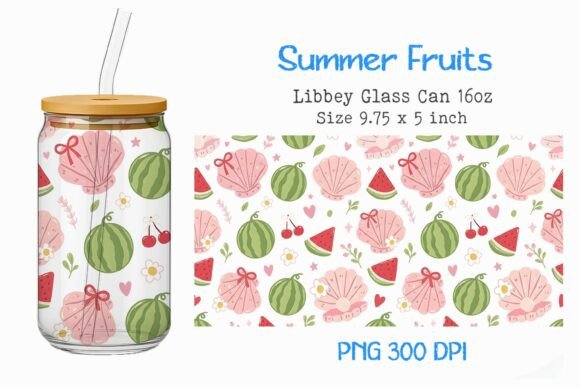 Fresh Summer Fruits 16oz Glass Can Wrap
