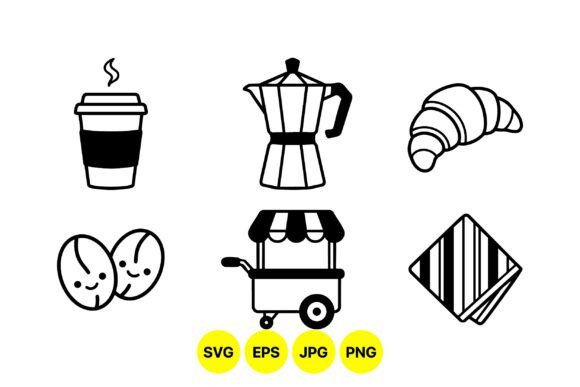 Minimal Coffee Shop Icon Set Review for Embroidery Projects