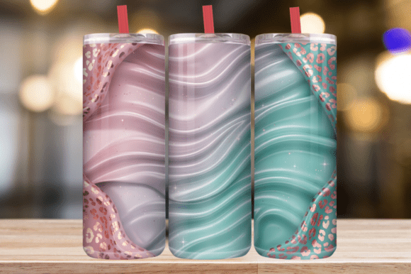 Pastel Marble Rose Gold Leopard Tumbler Wrap