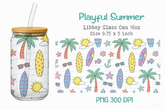 Playful Summer 16oz Glass Can Wrap PNG Review