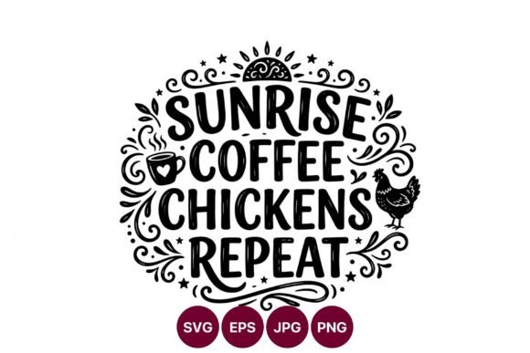 Sunrise Coffee Chickens Repeat Vector Review
