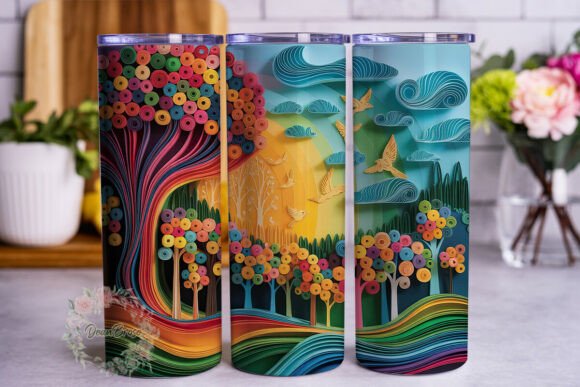 Vibrant Quilling Forest Design 20oz Tumb Review